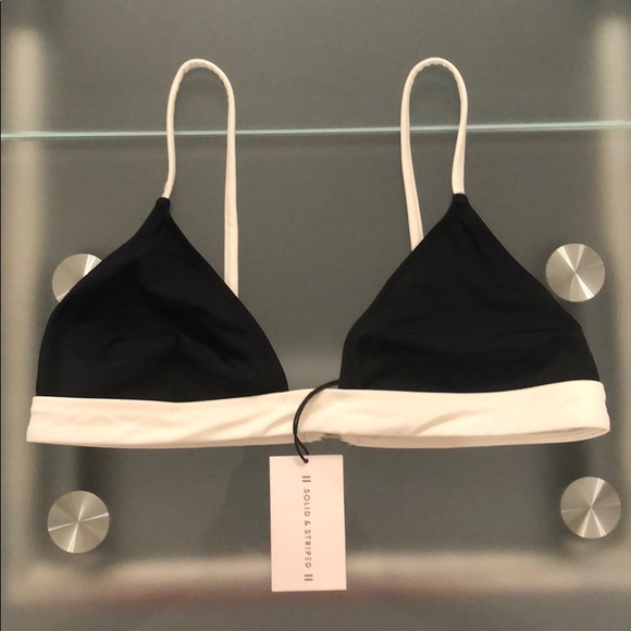 NEW SOLID & STRIPED Black Triangle Bikini Set - Picture 9 of 9